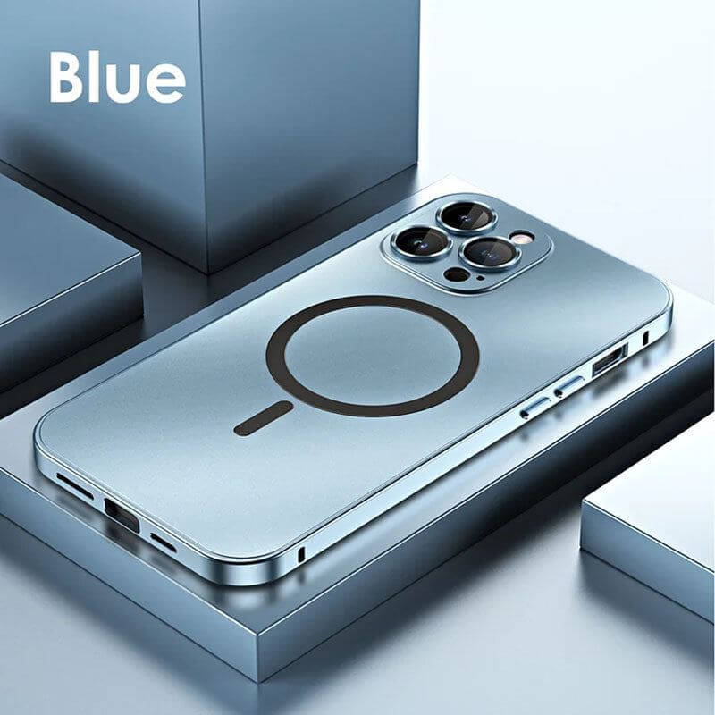 Magnetic Charging Aluminum Metal Bumper Matte Shell For iPhone