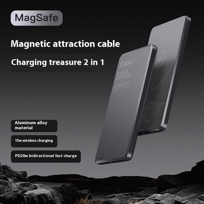 Ultra-thin MagSafe power bank – 5000MA and PD20w fast charging, aluminum alloy portable charger